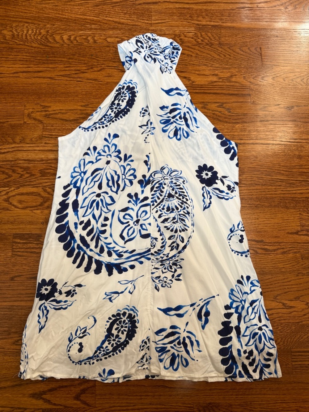 Cupshe White and Blue Floral Paisley Mini Dress